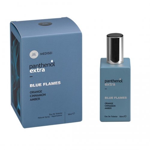 Panthenol Extra Men Blue Flames Eau de Toilette Αντρικό Άρωμα Πορτοκάλι, Κανέλα, Κεχριμπάρι, 50ml